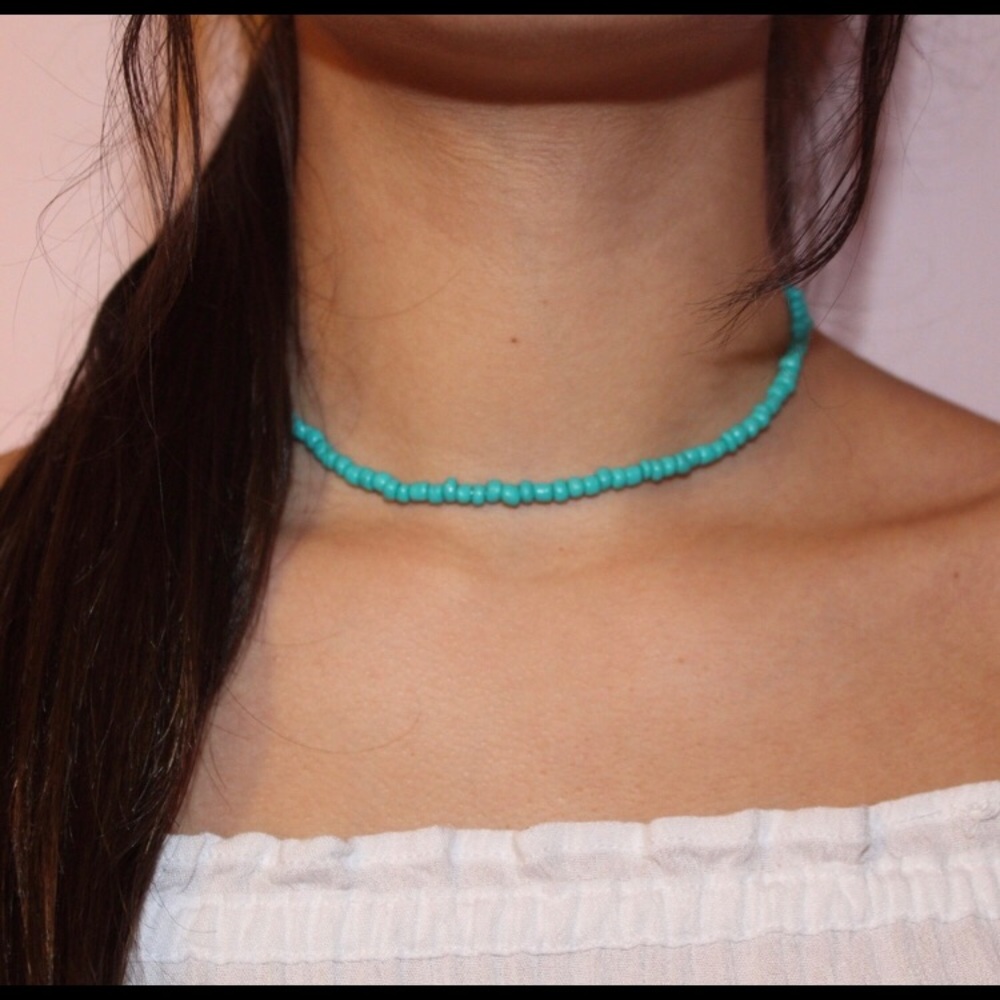 turquoise VSCO seed bead necklace